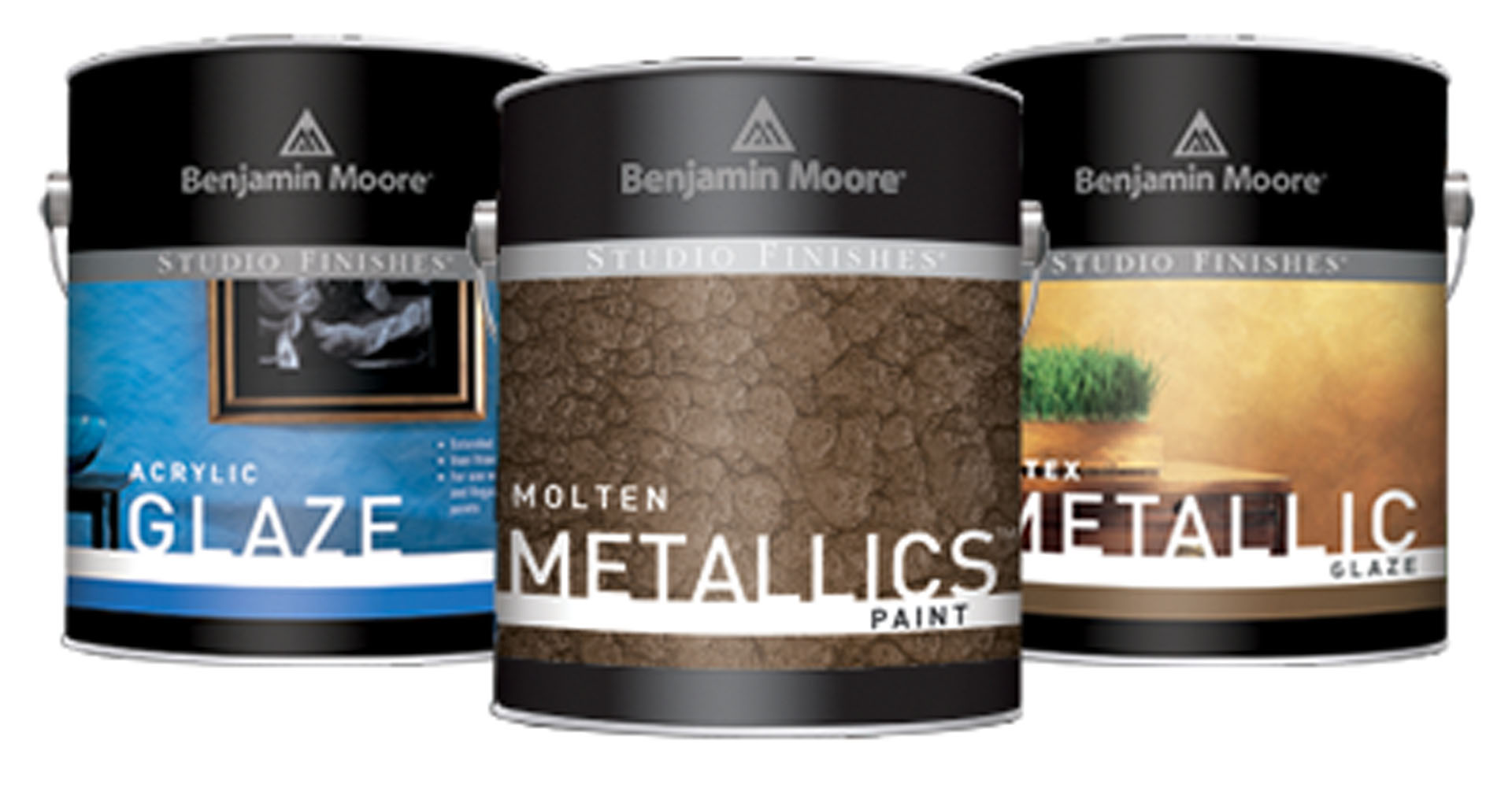 Cans of Benjamin Moore Specialty Paints
