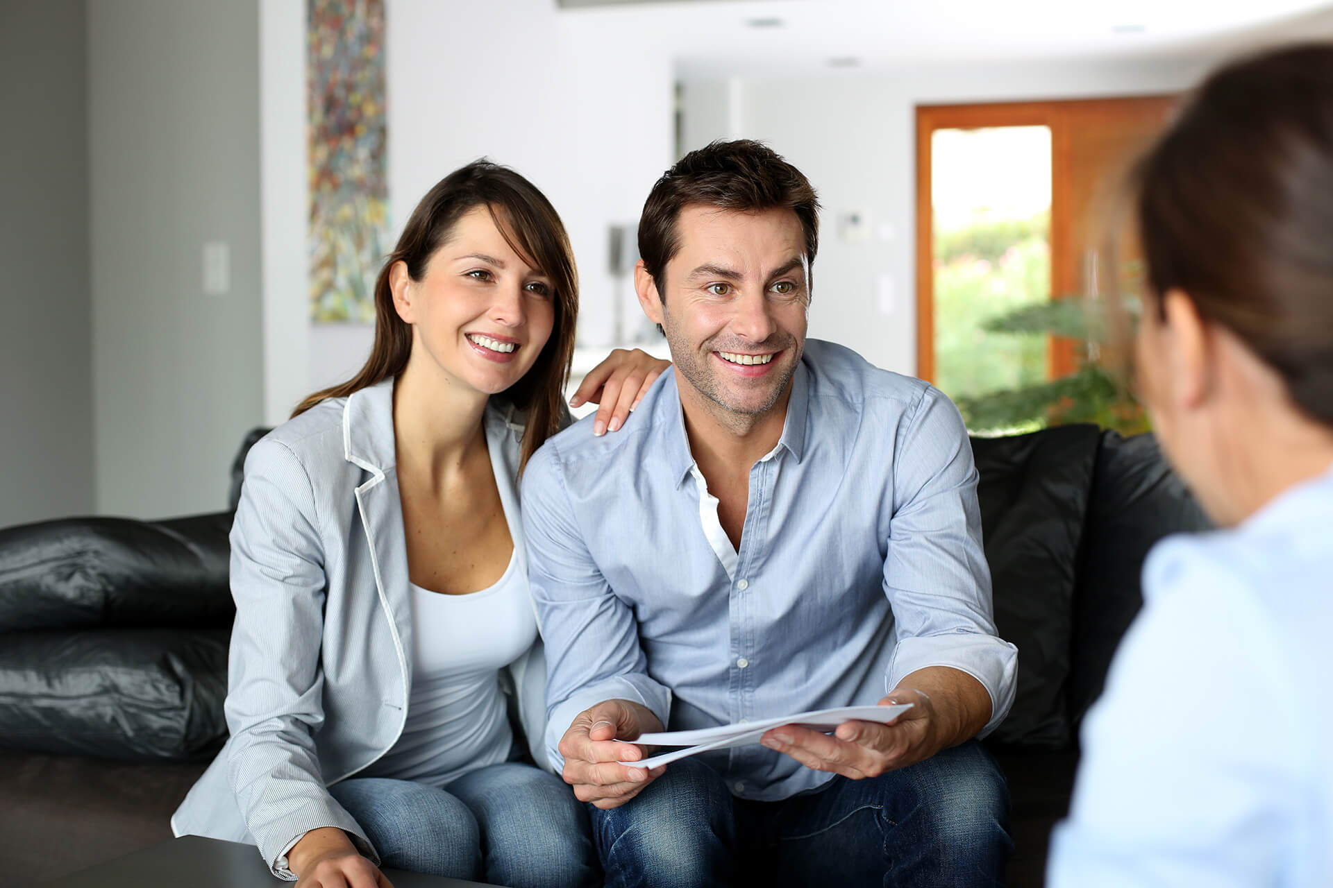 couple reviewing in-home samples