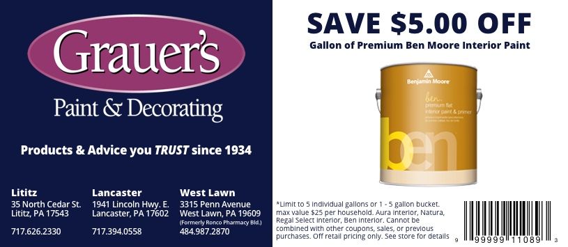 Specials and Coupons | Grauer's Paint & Decorating
